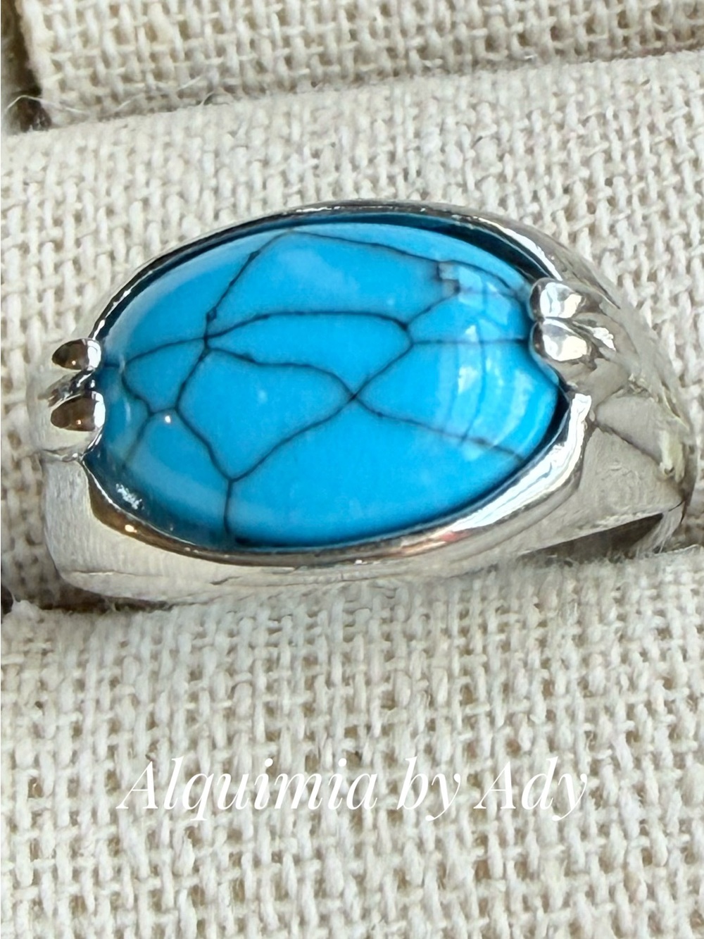 Turquoise and silver gem ring/bohemian western